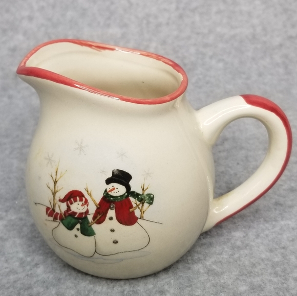 Royal Seasons Snowman Stoneware Tabletop Coffee Creamer Pitcher Christmas Decor - Picture 2 of 10